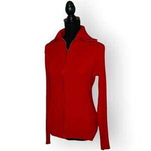 Vintage 1990s Red Zip Front Sweater United States Sweaters Size Large